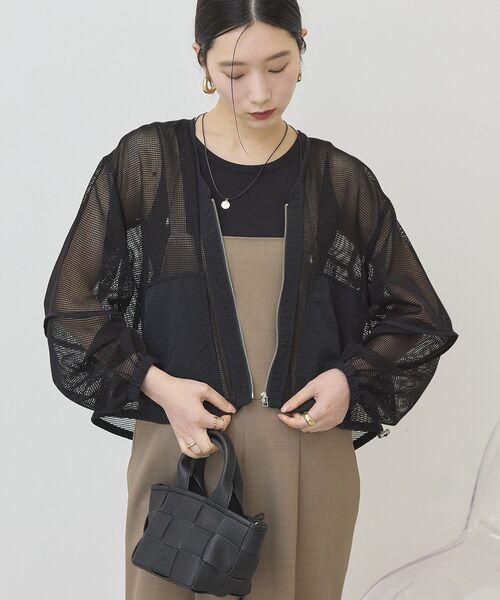 AMERICAN HOLIC(アメリカンホリック)の「メッシュ異素材ブルゾン(ブルゾン・レディース・ブラック/アイボリー・M/L)」の2枚目の写真