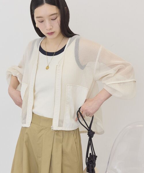 AMERICAN HOLIC(アメリカンホリック)の「メッシュ異素材ブルゾン(ブルゾン・レディース・ブラック/アイボリー・M/L)」の3枚目の写真