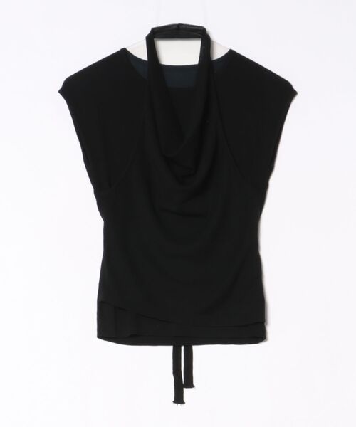LAULEN(ローレン)の「drape halter neck layered knit tops /ドレープネックレイヤードニットトップス(ニット/セーター・レディース・オレンジ系/アイボリー/ブラック/グレー・FREE)」の2枚目の写真
