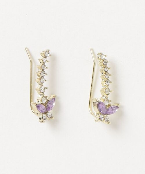 tunee(チュニー)の「バタフライ&ビジューストーンペアピアス/レディース/両耳用(T3)(ピアス(両耳用)・レディース・パープル・FREE)」の4枚目の写真