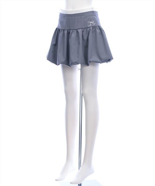 clear（クリア）の「リボン刺繍入りミニバルーンスカート［骨格ウェーブ/春夏/ガーリー/初夏］（スカート・レディース・ブラック/グレー・M/S）」の14枚目の写真