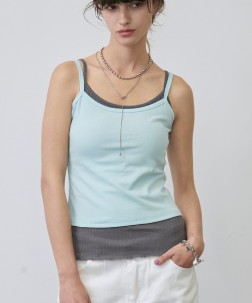 Rohwel(ローウェル)の「Two Tone Layered Camisole / ツートーンレイヤードキャミソール(キャミソール・レディース・ライトブルー/ベージュ/ブラウン・FREE)」の3枚目の写真
