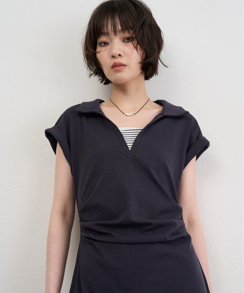 NUJOH(ヌゾ)の「Polo Wrap Midi Dress / ポロラップミディワンピース(ワンピース・レディース・ネイビー/ブラック/グレー・FREE)」の3枚目の写真