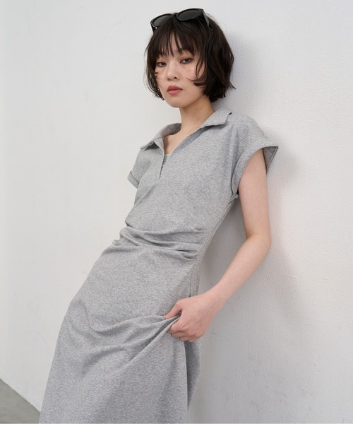 NUJOH(ヌゾ)の「Polo Wrap Midi Dress / ポロラップミディワンピース(ワンピース・レディース・ネイビー/ブラック/グレー・FREE)」の11枚目の写真