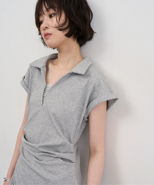 NUJOH(ヌゾ)の「Polo Wrap Midi Dress / ポロラップミディワンピース(ワンピース・レディース・ネイビー/ブラック/グレー・FREE)」の12枚目の写真
