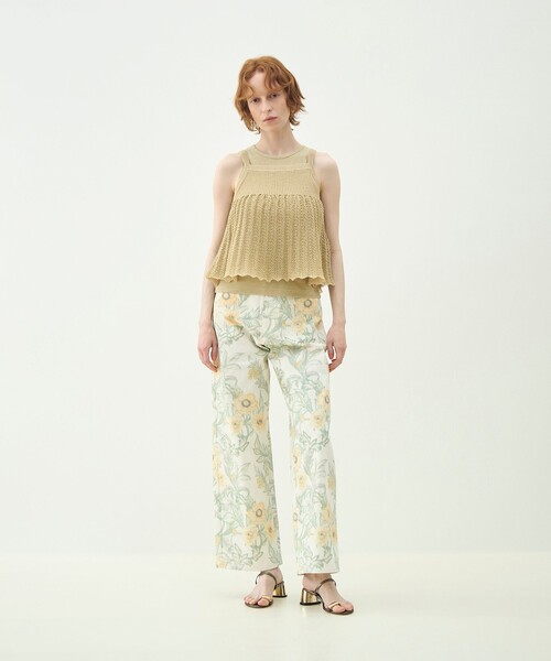MACPHEE(マカフィー)の「ウォールペーパーツイル ストレートパンツ(その他パンツ・レディース・イエロー系その他2・34/36)」の2枚目の写真