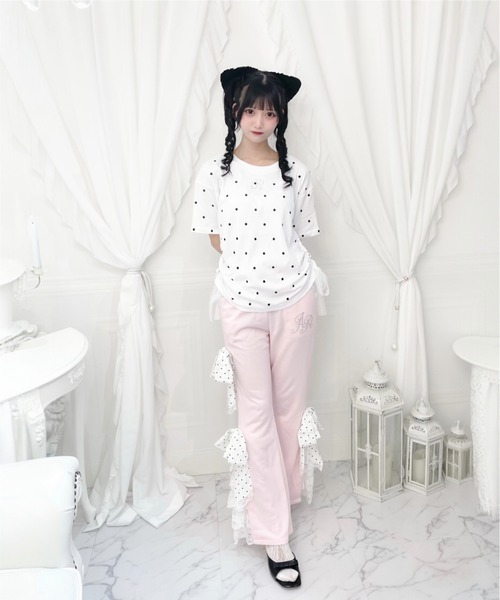 Ank Rouge（アンクルージュ）の「ドットリボンのふりふりのカットパンツ（その他パンツ・レディース・ブラック/ピンク・M）」の6枚目の写真