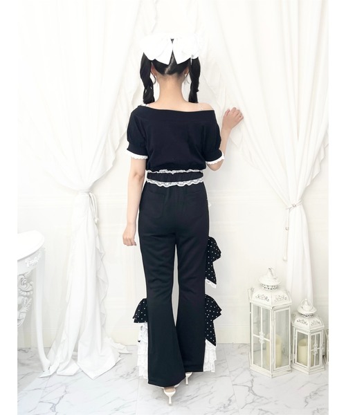 Ank Rouge（アンクルージュ）の「ドットリボンのふりふりのカットパンツ（その他パンツ・レディース・ブラック/ピンク・M）」の12枚目の写真