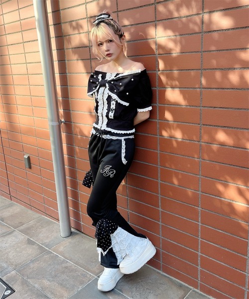 Ank Rouge（アンクルージュ）の「ドットリボンのふりふりのカットパンツ（その他パンツ・レディース・ブラック/ピンク・M）」の18枚目の写真