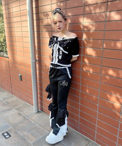 Ank Rouge（アンクルージュ）の「ドットリボンのふりふりのカットパンツ（その他パンツ・レディース・ブラック/ピンク・M）」の17枚目の写真