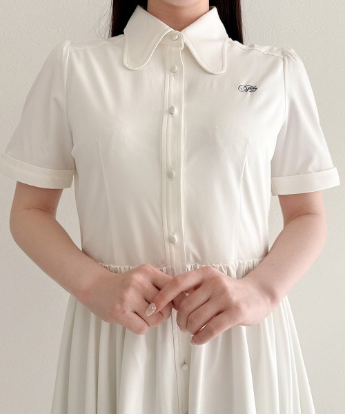 F i.n.t(フィント)の「ラビットカラーバルーンシャツワンピース/fint フィント(シャツワンピース・レディース・ライトイエロー/オフホワイト/ネイビー×ホワイト・FREE)」の9枚目の写真