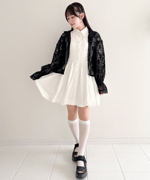 F i.n.t(フィント)の「ラビットカラーバルーンシャツワンピース/fint フィント(シャツワンピース・レディース・ライトイエロー/オフホワイト/ネイビー×ホワイト・FREE)」の11枚目の写真