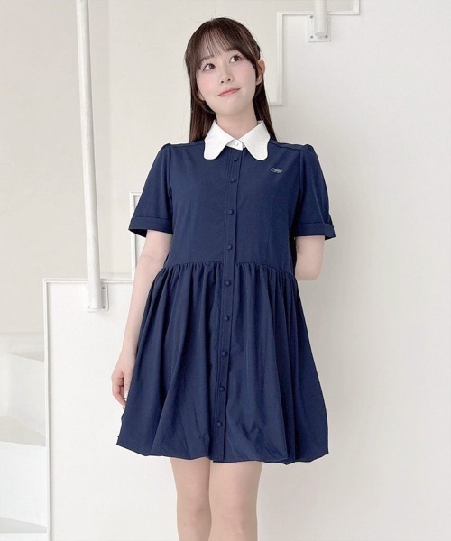 F i.n.t(フィント)の「ラビットカラーバルーンシャツワンピース/fint フィント(シャツワンピース・レディース・ライトイエロー/オフホワイト/ネイビー×ホワイト・FREE)」の21枚目の写真