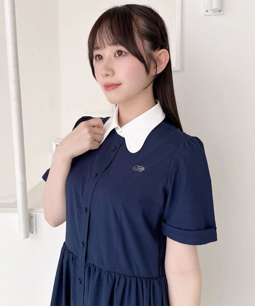 F i.n.t(フィント)の「ラビットカラーバルーンシャツワンピース/fint フィント(シャツワンピース・レディース・ライトイエロー/オフホワイト/ネイビー×ホワイト・FREE)」の22枚目の写真