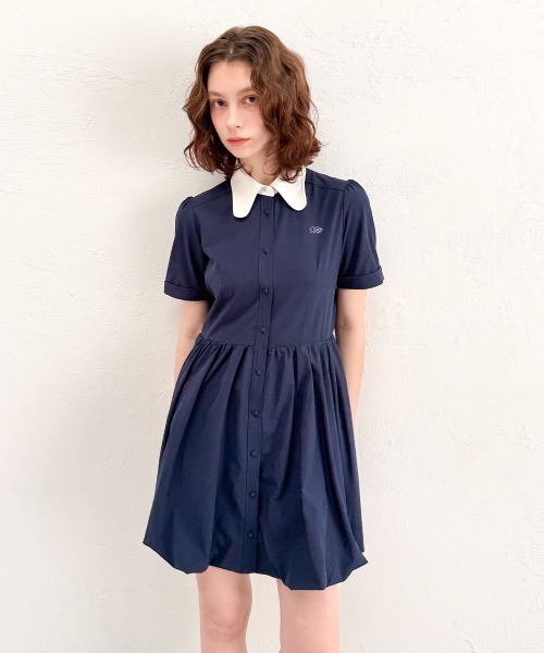 F i.n.t(フィント)の「ラビットカラーバルーンシャツワンピース/fint フィント(シャツワンピース・レディース・ライトイエロー/オフホワイト/ネイビー×ホワイト・FREE)」の4枚目の写真