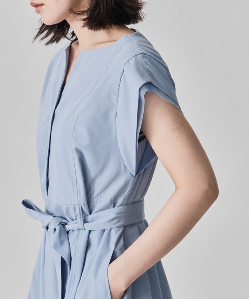 CITY TOKYO（シティトウキョウ）の「【CITY TOKYO/シティートウキョウ】Chambray Belted Dress/シャンブレーベルトドレス（ワンピース・レディース・ブルー/ホワイト/ブラック・1/2）」の10枚目の写真