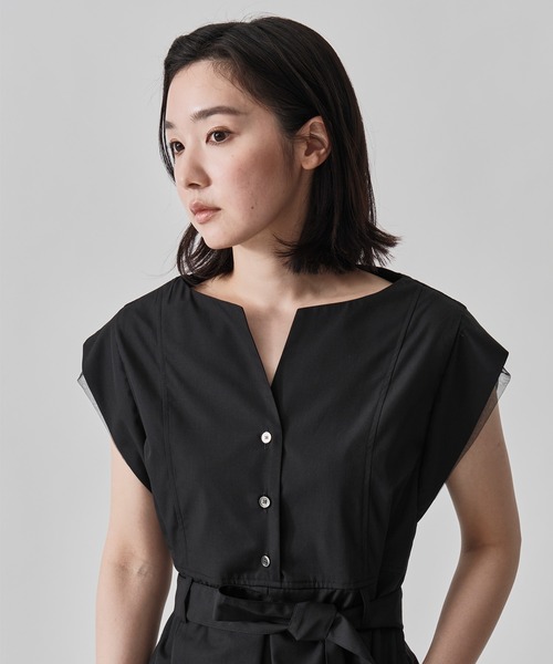 CITY TOKYO（シティトウキョウ）の「【CITY TOKYO/シティートウキョウ】Chambray Belted Dress/シャンブレーベルトドレス（ワンピース・レディース・ブルー/ホワイト/ブラック・1/2）」の7枚目の写真