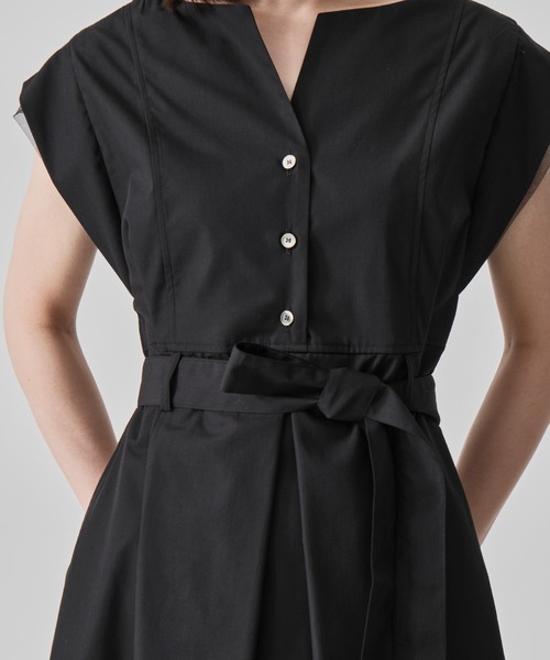 CITY TOKYO（シティトウキョウ）の「【CITY TOKYO/シティートウキョウ】Chambray Belted Dress/シャンブレーベルトドレス（ワンピース・レディース・ブルー/ホワイト/ブラック・1/2）」の9枚目の写真