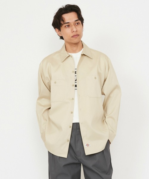 Dickies(ディッキーズ)の「Dickies/ディッキーズ ライト ワークシャツ 長袖 (Japan fit)(シャツ/ブラウス・メンズ・ヘザーグレー/ブラック/ライトベージュ・MEDIUM/LARGE)」の3枚目の写真