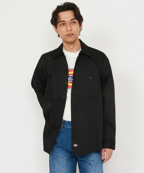 Dickies(ディッキーズ)の「Dickies/ディッキーズ ライト ワークシャツ 長袖 (Japan fit)(シャツ/ブラウス・メンズ・ヘザーグレー/ブラック/ライトベージュ・MEDIUM/LARGE)」の2枚目の写真