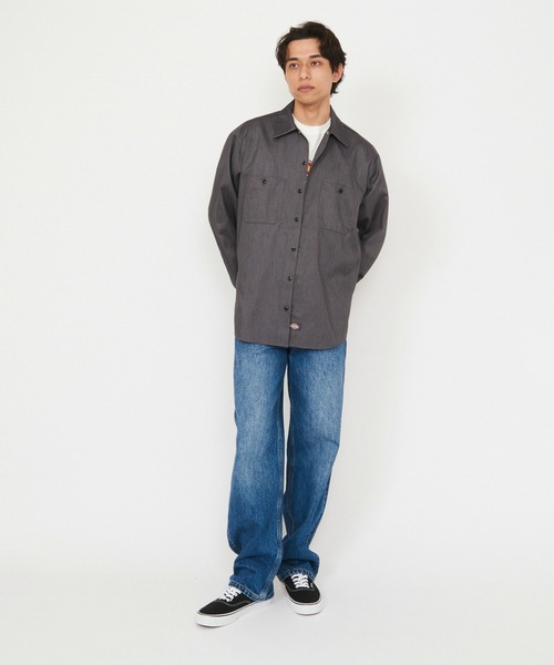 Dickies(ディッキーズ)の「Dickies/ディッキーズ ライト ワークシャツ 長袖 (Japan fit)(シャツ/ブラウス・メンズ・ヘザーグレー/ブラック/ライトベージュ・MEDIUM/LARGE)」の15枚目の写真