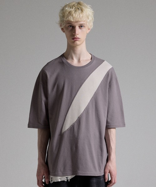 GRANCY Diagonal Slash Thermal Layered Half-sleeve Tee — диагональная термоблуза с напуском