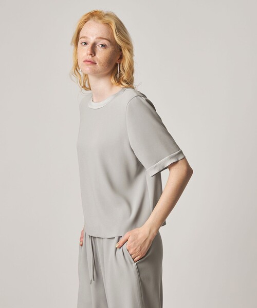 Steven Alan(スティーブンアラン)の「<Steven Alan>バックサテン ジョーゼット ショートスリーブ ブラウス(シャツ/ブラウス・レディース・ネイビー/ライトグレー・FREE)」の13枚目の写真
