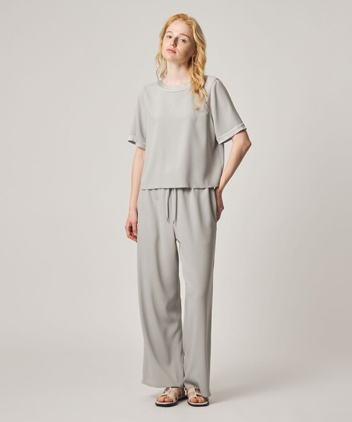 Steven Alan(スティーブンアラン)の「<Steven Alan>バックサテン ジョーゼット ショートスリーブ ブラウス(シャツ/ブラウス・レディース・ネイビー/ライトグレー・FREE)」の3枚目の写真
