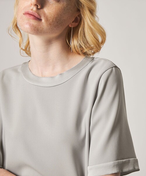Steven Alan(スティーブンアラン)の「<Steven Alan>バックサテン ジョーゼット ショートスリーブ ブラウス(シャツ/ブラウス・レディース・ネイビー/ライトグレー・FREE)」の5枚目の写真