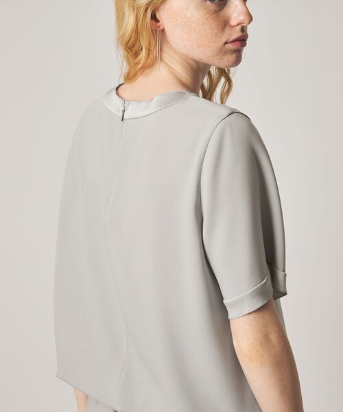 Steven Alan(スティーブンアラン)の「<Steven Alan>バックサテン ジョーゼット ショートスリーブ ブラウス(シャツ/ブラウス・レディース・ネイビー/ライトグレー・FREE)」の6枚目の写真