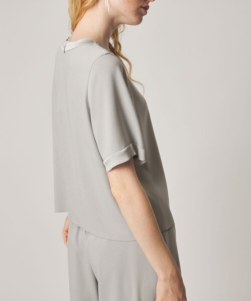 Steven Alan(スティーブンアラン)の「<Steven Alan>バックサテン ジョーゼット ショートスリーブ ブラウス(シャツ/ブラウス・レディース・ネイビー/ライトグレー・FREE)」の7枚目の写真