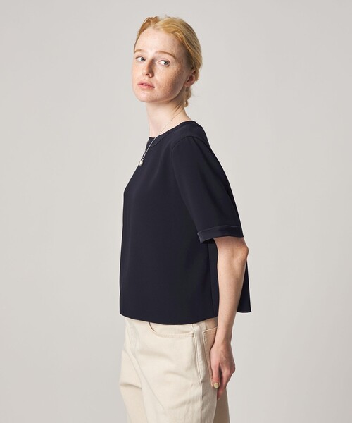 Steven Alan(スティーブンアラン)の「<Steven Alan>バックサテン ジョーゼット ショートスリーブ ブラウス(シャツ/ブラウス・レディース・ネイビー/ライトグレー・FREE)」の8枚目の写真