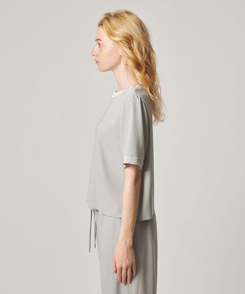 Steven Alan(スティーブンアラン)の「<Steven Alan>バックサテン ジョーゼット ショートスリーブ ブラウス(シャツ/ブラウス・レディース・ネイビー/ライトグレー・FREE)」の11枚目の写真