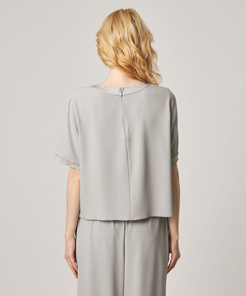 Steven Alan(スティーブンアラン)の「<Steven Alan>バックサテン ジョーゼット ショートスリーブ ブラウス(シャツ/ブラウス・レディース・ネイビー/ライトグレー・FREE)」の12枚目の写真