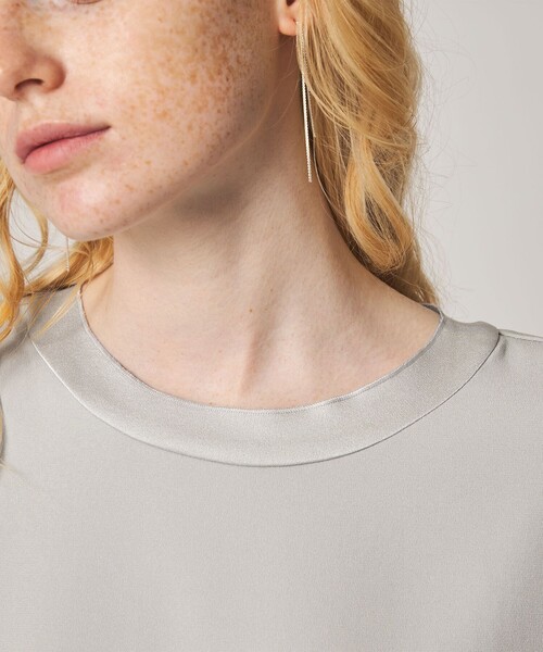 Steven Alan(スティーブンアラン)の「<Steven Alan>バックサテン ジョーゼット ショートスリーブ ブラウス(シャツ/ブラウス・レディース・ネイビー/ライトグレー・FREE)」の14枚目の写真
