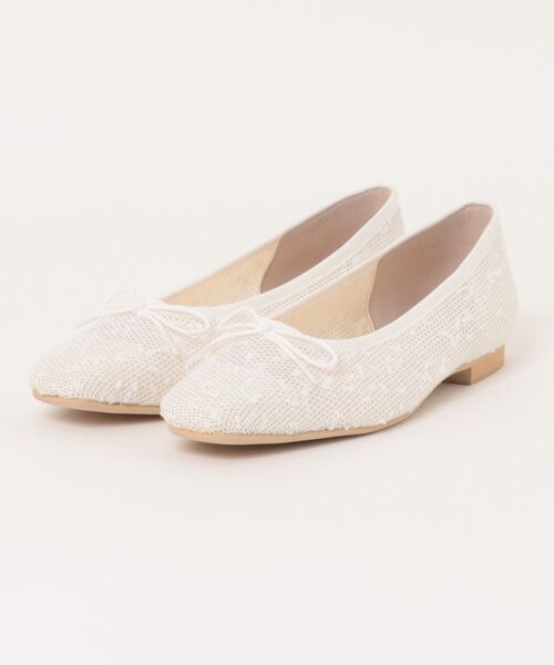 Bridget Birkin（ブリジットバーキン）の「【Bridget Birkin】スクエアトゥチュールバレエシューズ (51034B)（バレエシューズ・レディース・ベージュ/アイボリー/ブラック・22.5/24/24.5/23/23.5）」の2枚目の写真