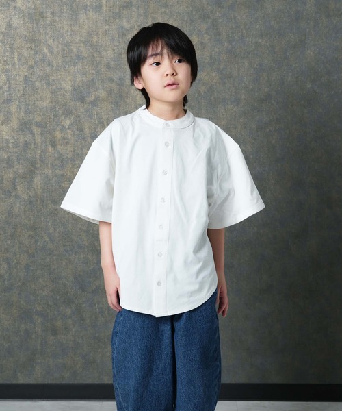THE CASUAL(カジュアル)の「【マルチファンクション】オーバーサイズ 半袖シャツ(シャツ/ブラウス・キッズ・チャコール/ベージュ/オフホワイト/ブラック/カーキ・110cm/160cm/150cm/140cm/130cm/120cm)」の6枚目の写真