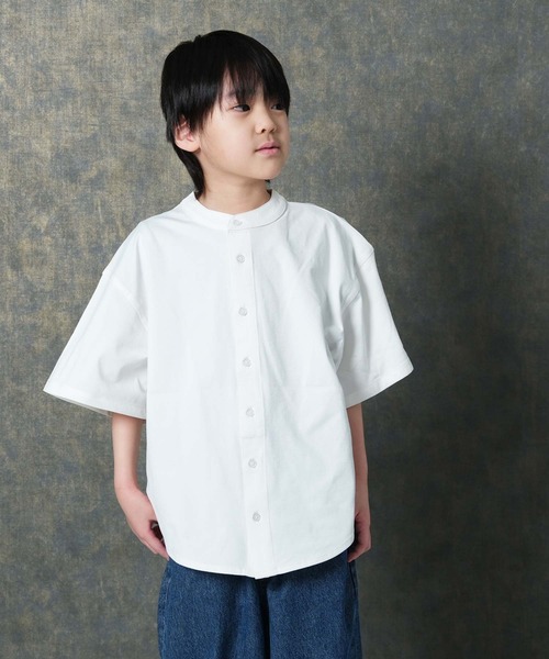 THE CASUAL(カジュアル)の「【マルチファンクション】オーバーサイズ 半袖シャツ(シャツ/ブラウス・キッズ・チャコール/ベージュ/オフホワイト/ブラック/カーキ・110cm/160cm/150cm/140cm/130cm/120cm)」の8枚目の写真