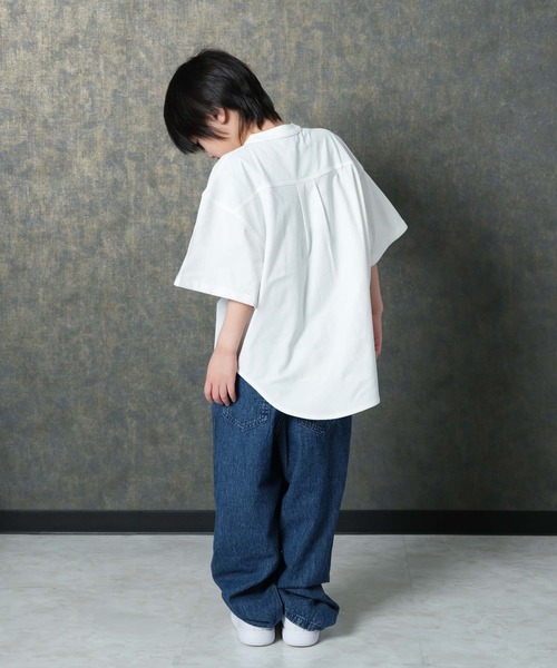 THE CASUAL(カジュアル)の「【マルチファンクション】オーバーサイズ 半袖シャツ(シャツ/ブラウス・キッズ・チャコール/ベージュ/オフホワイト/ブラック/カーキ・110cm/160cm/150cm/140cm/130cm/120cm)」の10枚目の写真