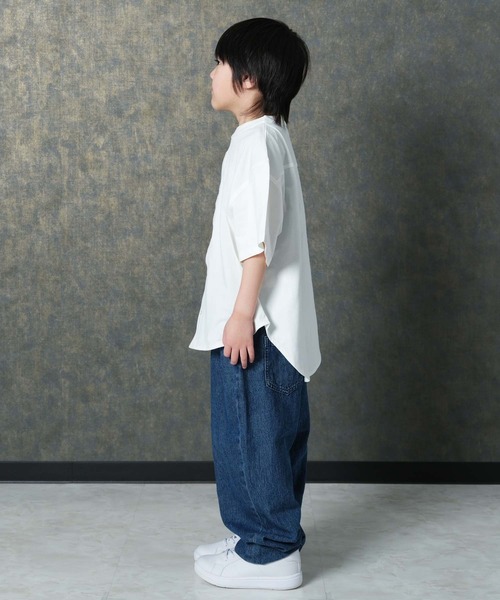 THE CASUAL(カジュアル)の「【マルチファンクション】オーバーサイズ 半袖シャツ(シャツ/ブラウス・キッズ・チャコール/ベージュ/オフホワイト/ブラック/カーキ・110cm/160cm/150cm/140cm/130cm/120cm)」の15枚目の写真