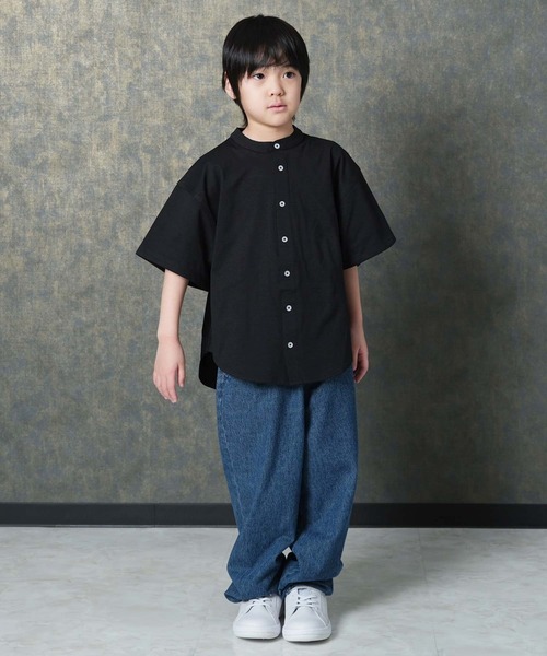 THE CASUAL(カジュアル)の「【マルチファンクション】オーバーサイズ 半袖シャツ(シャツ/ブラウス・キッズ・チャコール/ベージュ/オフホワイト/ブラック/カーキ・110cm/160cm/150cm/140cm/130cm/120cm)」の19枚目の写真