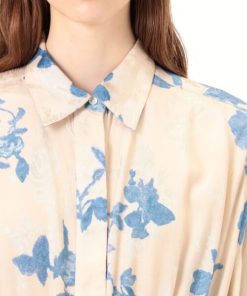 NE QUITTEZ PAS!(ヌキテパ)の「ne Quittez pas Shantoon Jacquard ワンピース(シャツワンピース・レディース・ダークグリーン/アイボリー・S)」の6枚目の写真