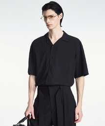 TNGT（ティーエヌジーティー）の「Wrinkled Open Collar Shirt (Black) TNSH6E200BK（シャツ/ブラウス）」