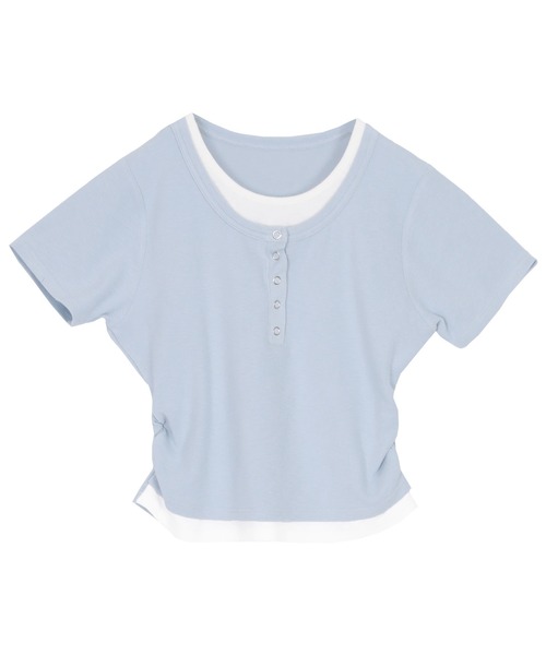 titivate（ティティベイト）の「レイヤード風ヘンリーネックカットソーTシャツ（Tシャツ/カットソー・レディース・チャコール/ライトブルー/ライトイエロー/グレー・L/M）」の13枚目の写真