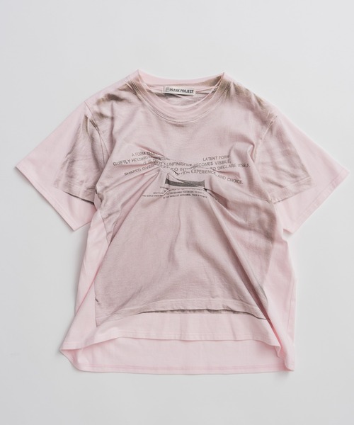 PRANK PROJECT(プランクプロジェクト)の「【2026Summer Pre-Order】フェイクプリントランダムタックTEE / Fake Print Random Tack T-Shirt(Tシャツ/カットソー・レディース・ピンク/ホワイト・FREE)」の11枚目の写真