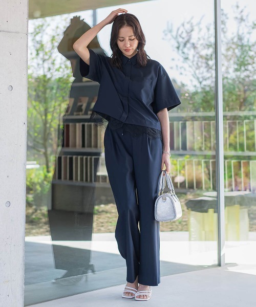 LAUTREAMONT(ロートレアモン)の「エディター東原妙子×LAUTREAMONT/レースシャツ(シャツ/ブラウス・レディース・ネイビー/ライトグレー/ホワイト・9号)」の4枚目の写真
