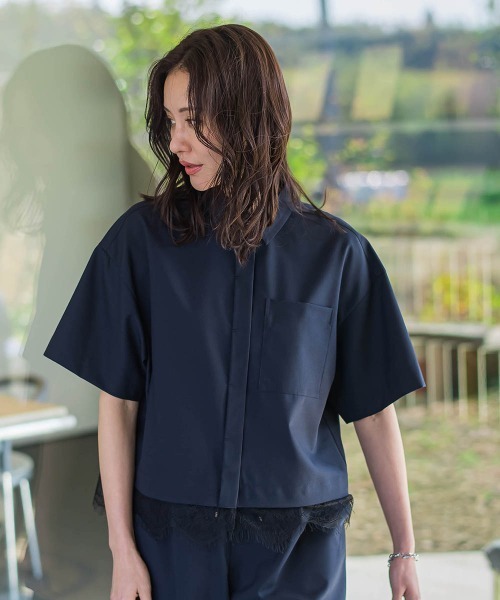 LAUTREAMONT(ロートレアモン)の「エディター東原妙子×LAUTREAMONT/レースシャツ(シャツ/ブラウス・レディース・ネイビー/ライトグレー/ホワイト・9号)」の8枚目の写真