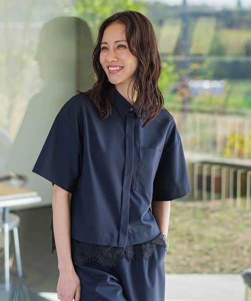 LAUTREAMONT(ロートレアモン)の「エディター東原妙子×LAUTREAMONT/レースシャツ(シャツ/ブラウス・レディース・ネイビー/ライトグレー/ホワイト・9号)」の7枚目の写真