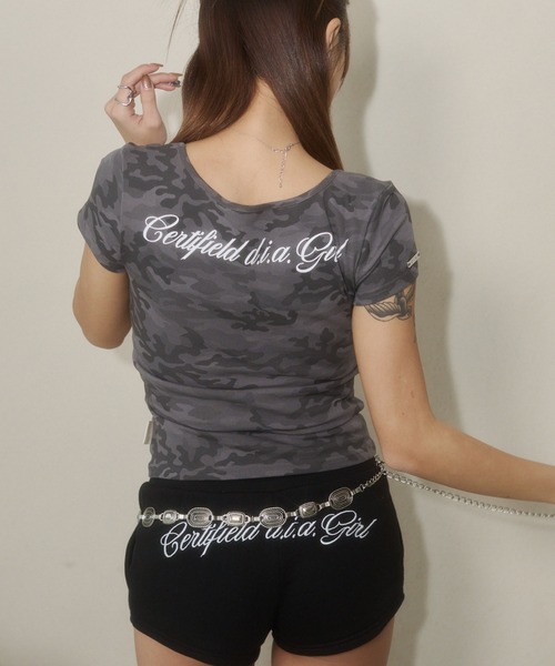 d.i.a.(ダイヤ)の「ロゴフィットTシャツ(Tシャツ/カットソー・レディース・ホワイト/カーキ/ブラック/ブルー/グレー・FREE)」の12枚目の写真