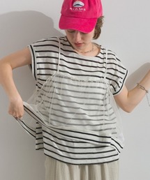 Figgle（フィグル）の「チュール キャミソール × フレンチスリーブ アンサンブル Tシャツ（アンサンブル）」